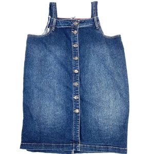 DENIM BIB Button Front Pencil Top Upcycled